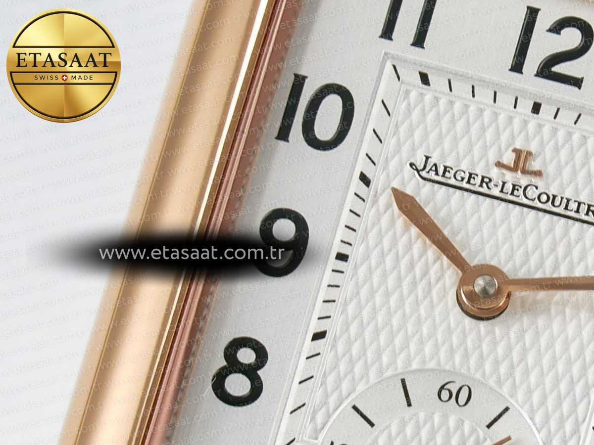 Jaeger Lecoultre Reverso Classic Duoface Small Seconds RG MGF Best Edition White Guilloché Dial on Black Leather Strap A854A - Görsel 15