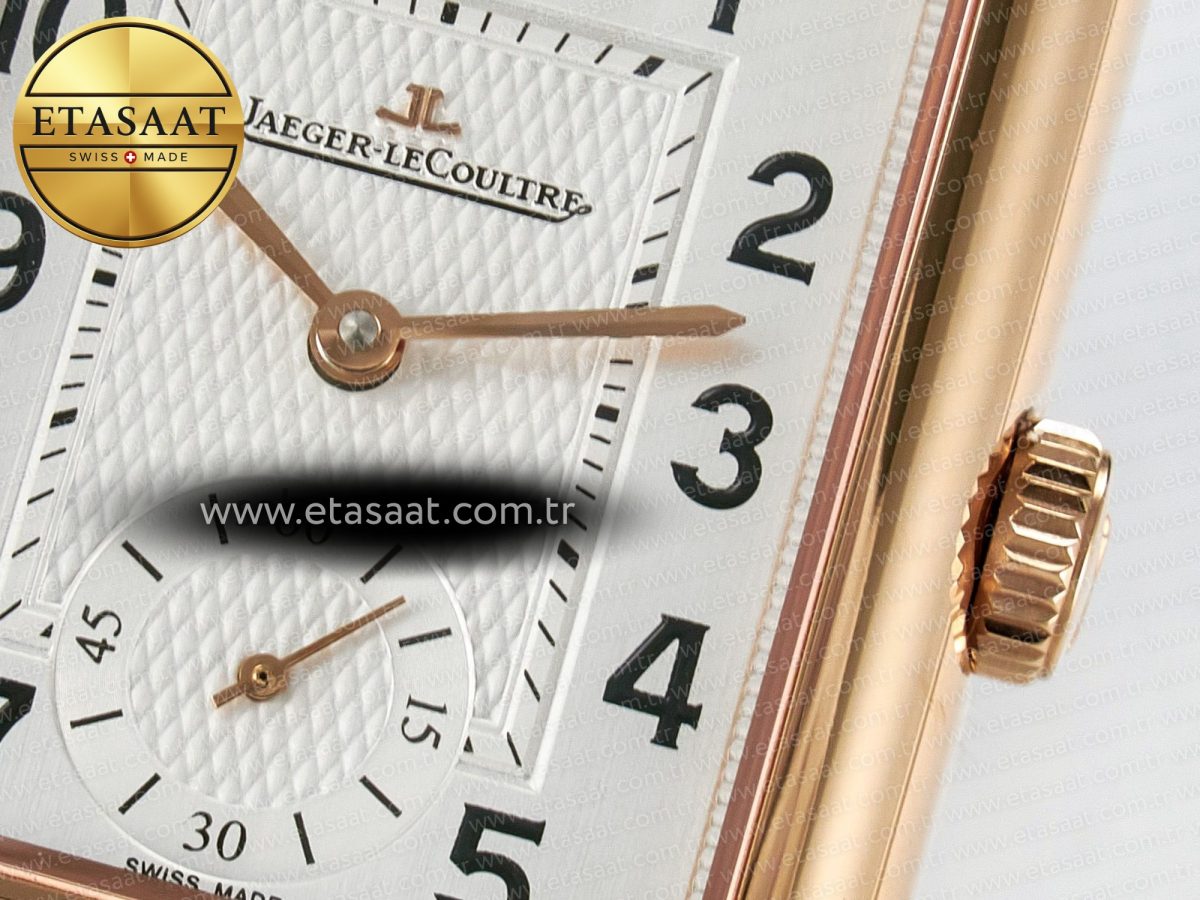 Jaeger Lecoultre Reverso Classic Duoface Small Seconds RG MGF Best Edition White Guilloché Dial on Black Leather Strap A854A - Görsel 16