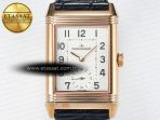 Jaeger Lecoultre Reverso Classic Duoface Small Seconds RG MGF Best Edition White Guilloché Dial on Black Leather Strap A854A - Görsel 8