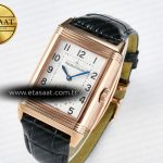 Jaeger Lecoultre Reverso Classic Duoface Small Seconds RG MGF Best Edition White Textured Dial on Black Leather Strap A854A