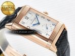 Jaeger Lecoultre Reverso Classic Duoface Small Seconds RG MGF Best Edition White Textured Dial on Black Leather Strap A854A - Görsel 11