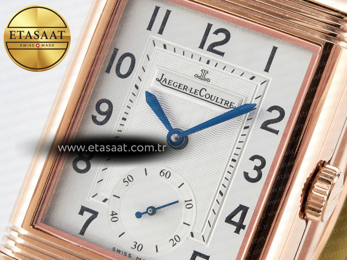 Jaeger Lecoultre Reverso Classic Duoface Small Seconds RG MGF Best Edition White Textured Dial on Black Leather Strap A854A - Görsel 14