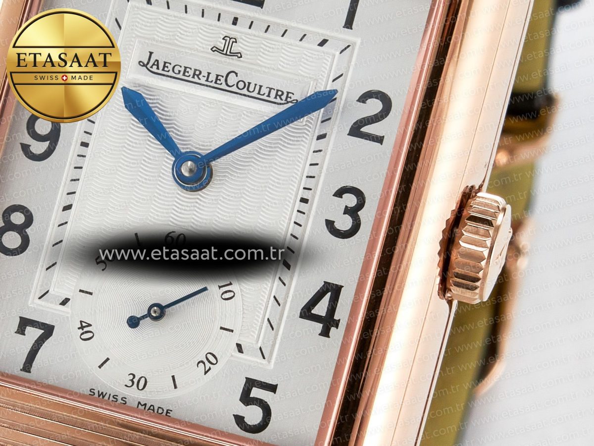 Jaeger Lecoultre Reverso Classic Duoface Small Seconds RG MGF Best Edition White Textured Dial on Black Leather Strap A854A - Görsel 15