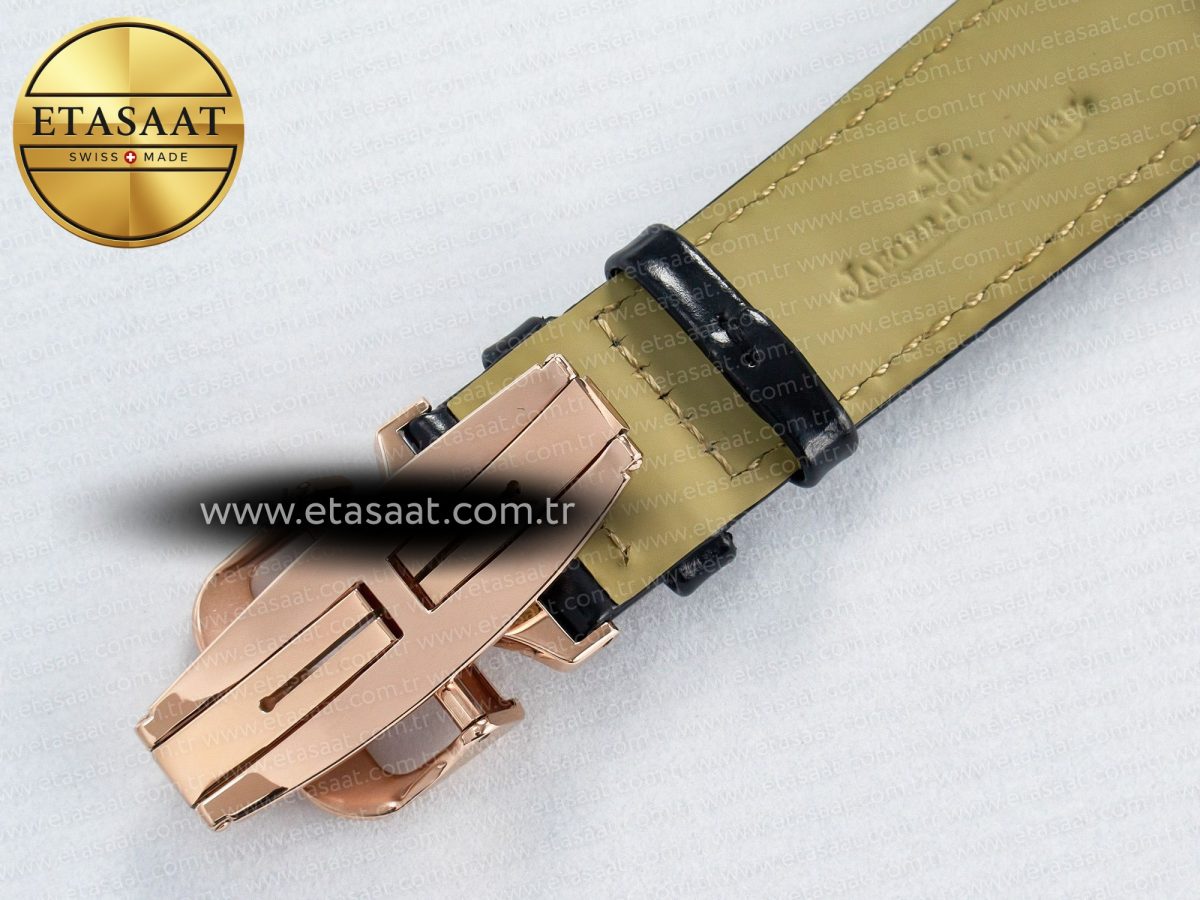 Jaeger Lecoultre Reverso Classic Duoface Small Seconds RG MGF Best Edition White Textured Dial on Black Leather Strap A854A - Görsel 23