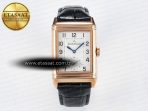 Jaeger Lecoultre Reverso Classic Duoface Small Seconds RG MGF Best Edition White Textured Dial on Black Leather Strap A854A - Görsel 3