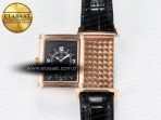 Jaeger Lecoultre Reverso Classic Duoface Small Seconds RG MGF Best Edition White Textured Dial on Black Leather Strap A854A - Görsel 7