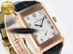 Jaeger Lecoultre Reverso Classic Duoface Small Seconds RG MGF Best Edition White Textured Dial on Black Leather Strap A854A - Görsel 9