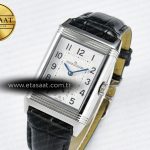 Jaeger Lecoultre Reverso Classic Duoface Small Seconds SS MGF Best Edition White Guilloché Dial on Black Leather Strap A854A