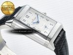 Jaeger Lecoultre Reverso Classic Duoface Small Seconds SS MGF Best Edition White Guilloché Dial on Black Leather Strap A854A - Görsel 11