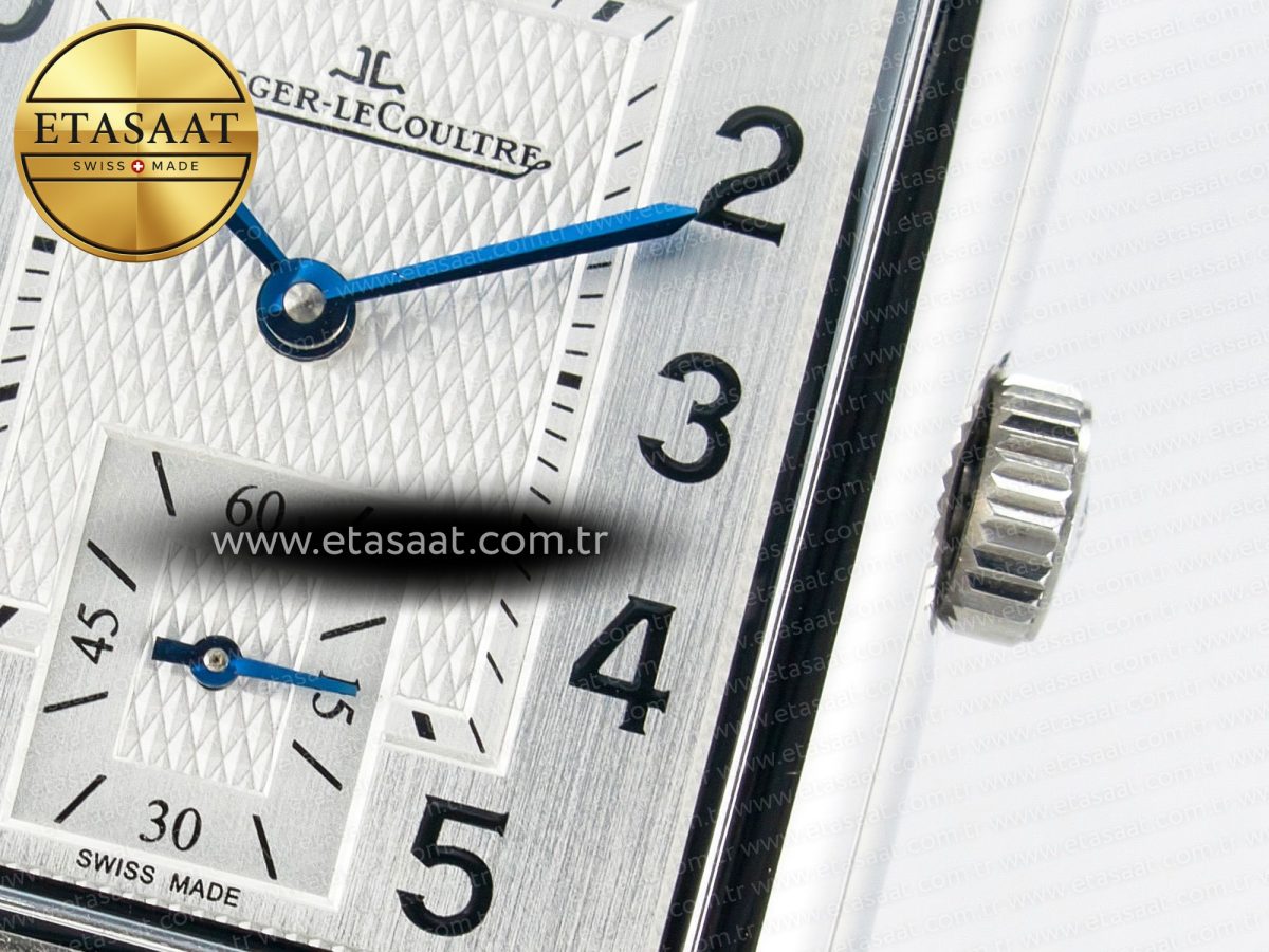 Jaeger Lecoultre Reverso Classic Duoface Small Seconds SS MGF Best Edition White Guilloché Dial on Black Leather Strap A854A - Görsel 15