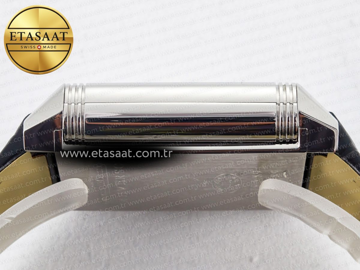 Jaeger Lecoultre Reverso Classic Duoface Small Seconds SS MGF Best Edition White Guilloché Dial on Black Leather Strap A854A - Görsel 17