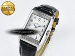 Jaeger Lecoultre Reverso Classic Duoface Small Seconds SS MGF Best Edition White Guilloché Dial on Black Leather Strap A854A - Görsel 2