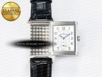 Jaeger Lecoultre Reverso Classic Duoface Small Seconds SS MGF Best Edition White Guilloché Dial on Black Leather Strap A854A - Görsel 5