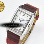 Jaeger Lecoultre Reverso Classic Duoface Small Seconds SS MGF Best Edition White Guilloché Dial on Red Leather Strap A854A