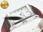 Jaeger Lecoultre Reverso Classic Duoface Small Seconds SS MGF Best Edition White Guilloché Dial on Red Leather Strap A854A - Görsel 10