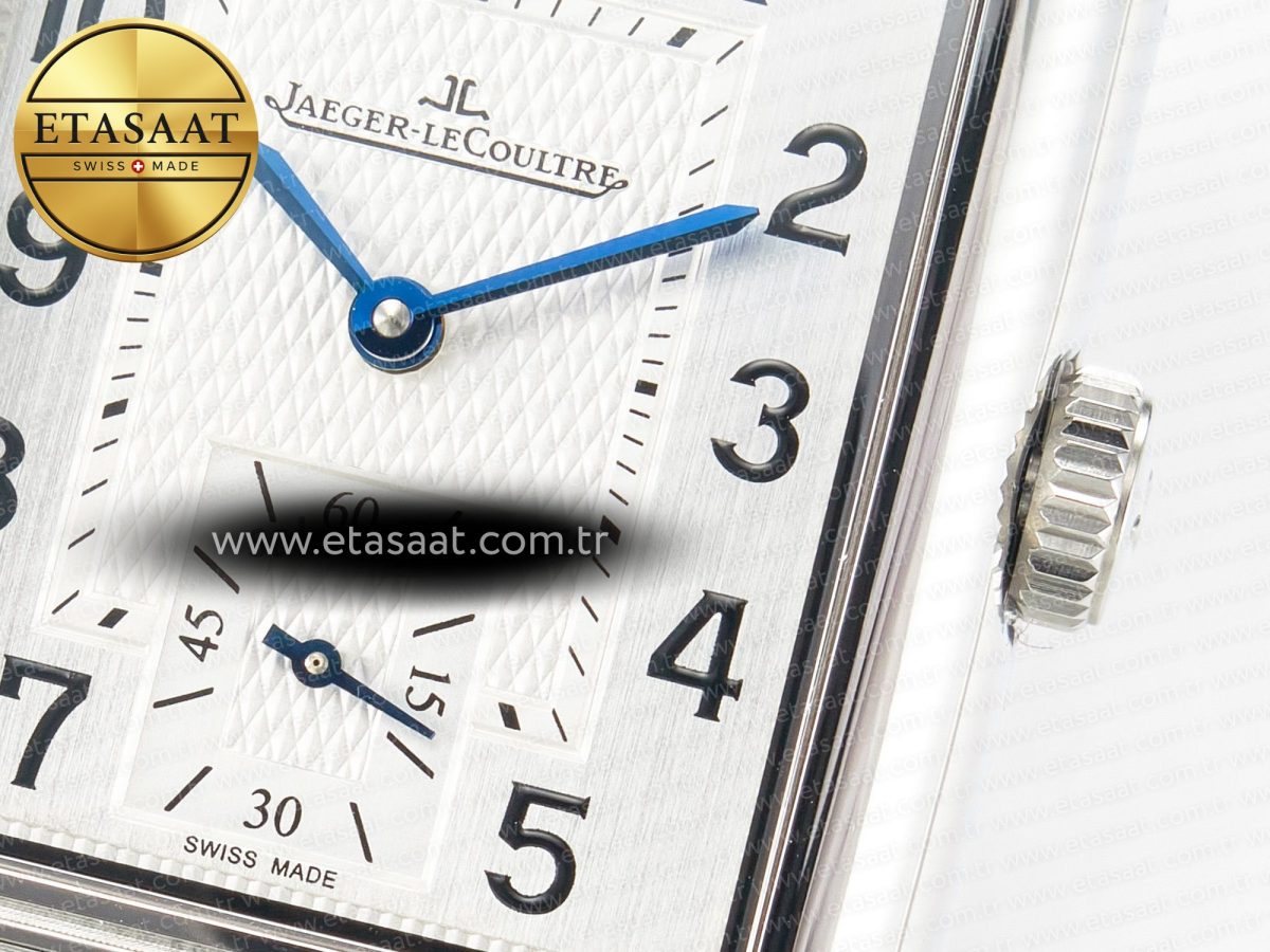 Jaeger Lecoultre Reverso Classic Duoface Small Seconds SS MGF Best Edition White Guilloché Dial on Red Leather Strap A854A - Görsel 15