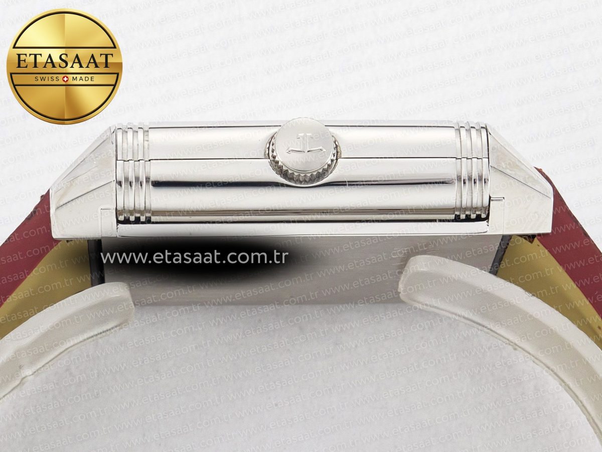 Jaeger Lecoultre Reverso Classic Duoface Small Seconds SS MGF Best Edition White Guilloché Dial on Red Leather Strap A854A - Görsel 18