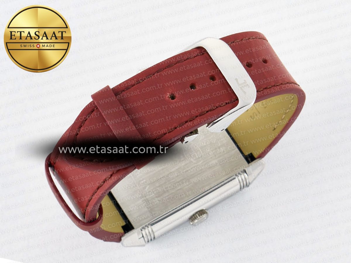 Jaeger Lecoultre Reverso Classic Duoface Small Seconds SS MGF Best Edition White Guilloché Dial on Red Leather Strap A854A - Görsel 19