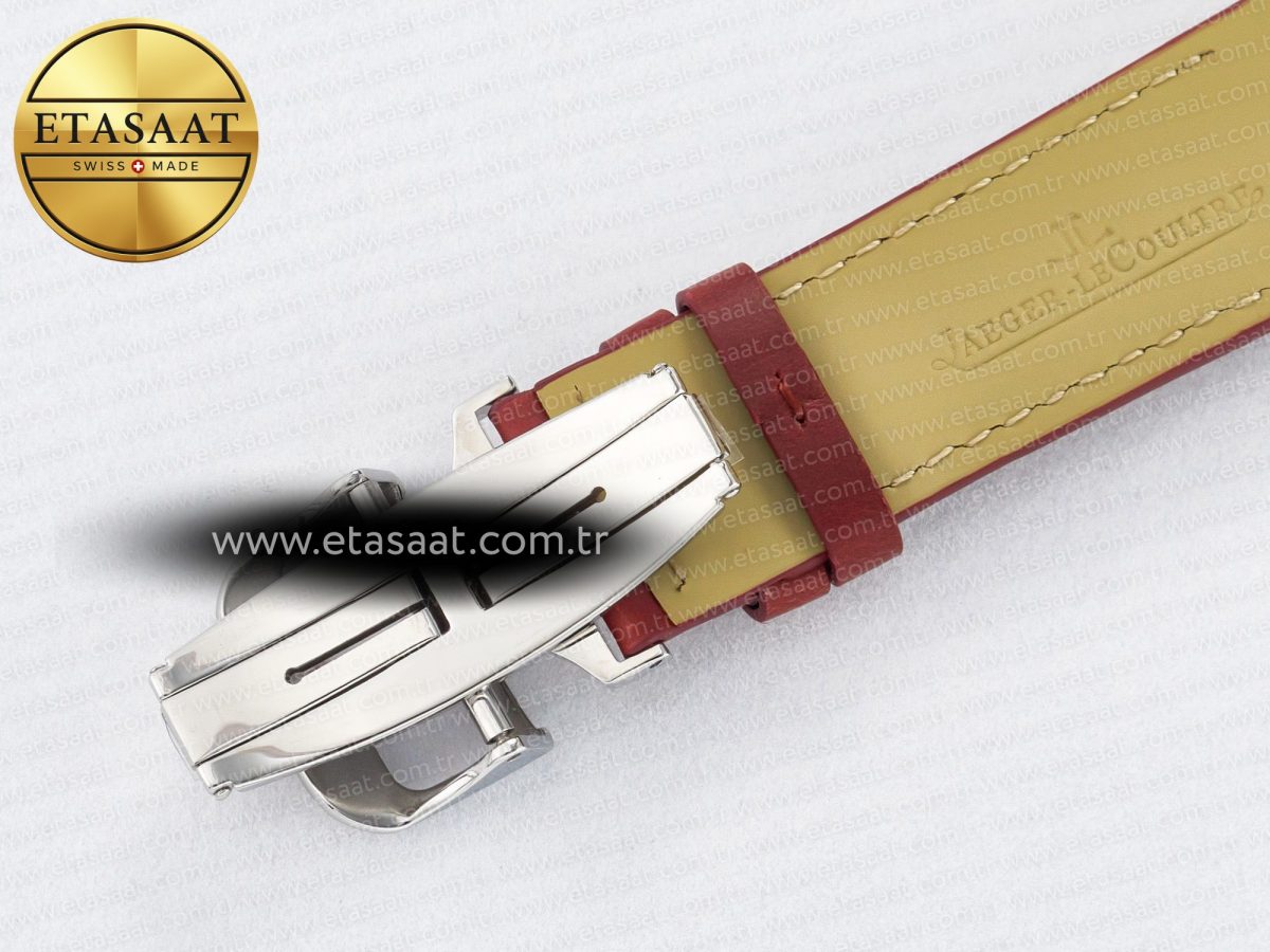 Jaeger Lecoultre Reverso Classic Duoface Small Seconds SS MGF Best Edition White Guilloché Dial on Red Leather Strap A854A - Görsel 22