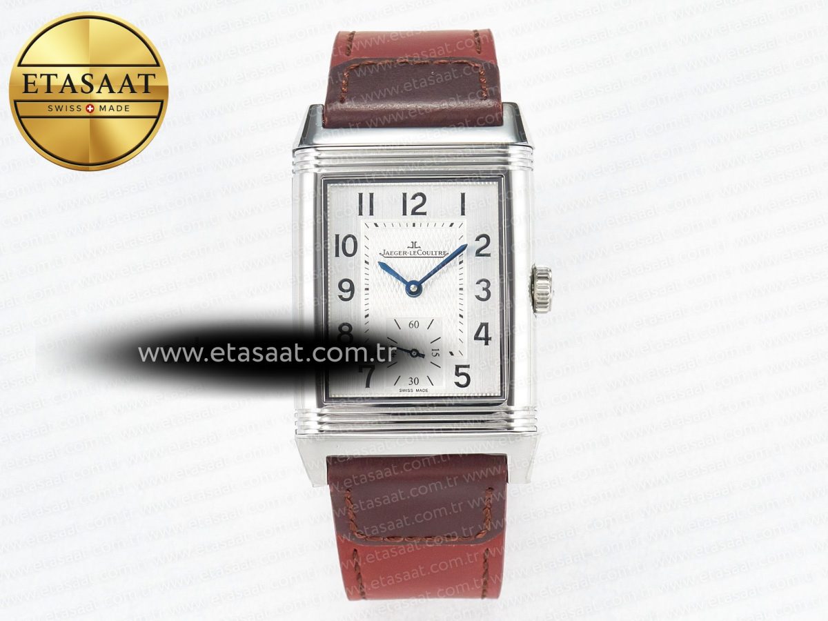 Jaeger Lecoultre Reverso Classic Duoface Small Seconds SS MGF Best Edition White Guilloché Dial on Red Leather Strap A854A - Görsel 3