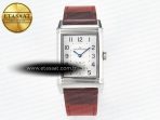 Jaeger Lecoultre Reverso Classic Duoface Small Seconds SS MGF Best Edition White Guilloché Dial on Red Leather Strap A854A - Görsel 3