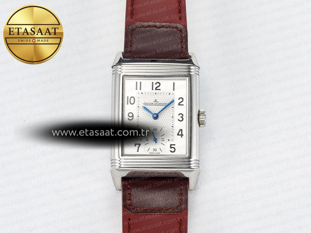 Jaeger Lecoultre Reverso Classic Duoface Small Seconds SS MGF Best Edition White Guilloché Dial on Red Leather Strap A854A - Görsel 4