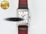 Jaeger Lecoultre Reverso Classic Duoface Small Seconds SS MGF Best Edition White Guilloché Dial on Red Leather Strap A854A - Görsel 4