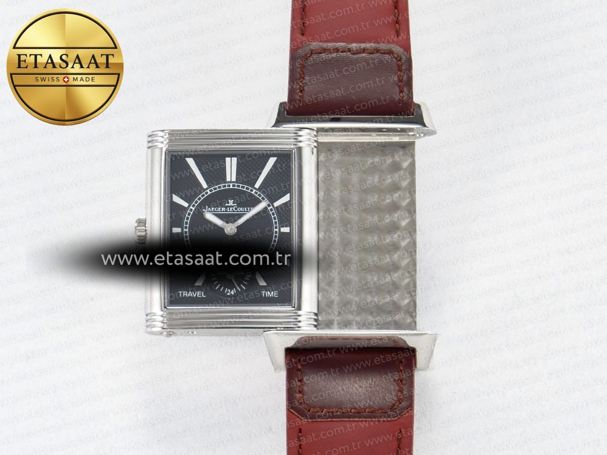 Jaeger Lecoultre Reverso Classic Duoface Small Seconds SS MGF Best Edition White Guilloché Dial on Red Leather Strap A854A - Görsel 7