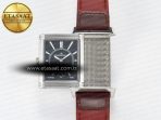 Jaeger Lecoultre Reverso Classic Duoface Small Seconds SS MGF Best Edition White Guilloché Dial on Red Leather Strap A854A - Görsel 7