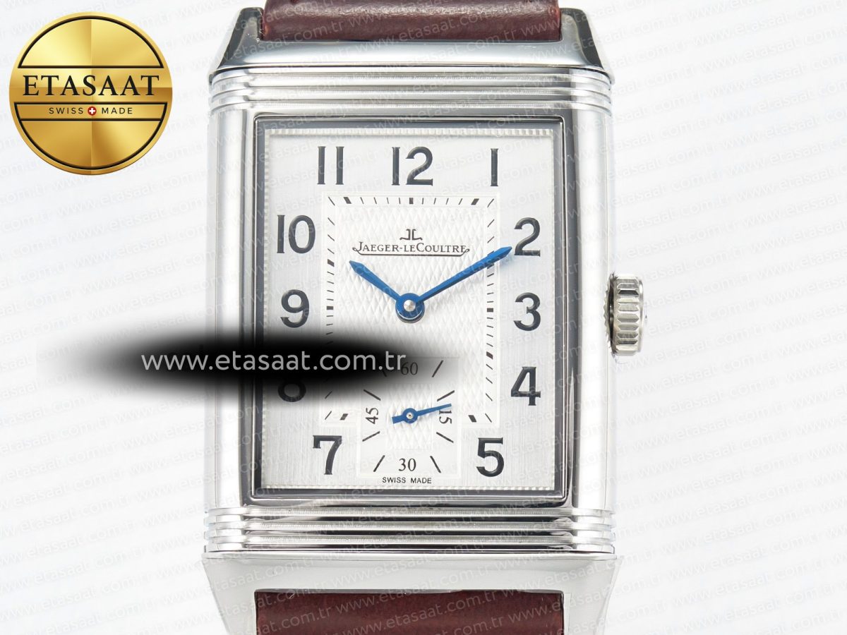 Jaeger Lecoultre Reverso Classic Duoface Small Seconds SS MGF Best Edition White Guilloché Dial on Red Leather Strap A854A - Görsel 8