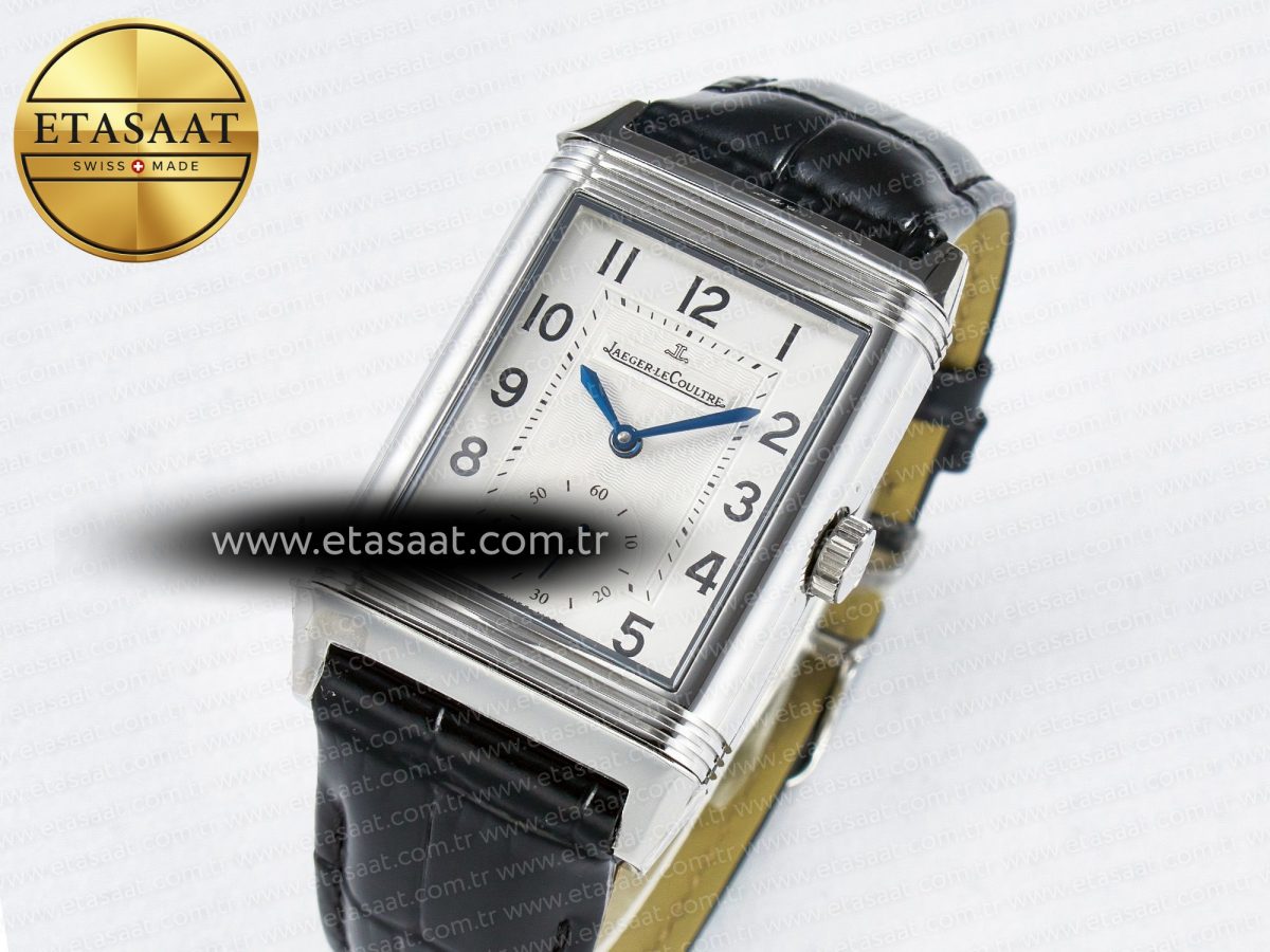Jaeger Lecoultre Reverso Classic Duoface Small Seconds SS MGF Best Edition White Textured Dial on Black Leather Strap A854A - Görsel 1