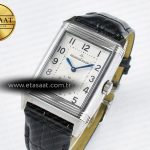 Jaeger Lecoultre Reverso Classic Duoface Small Seconds SS MGF Best Edition White Textured Dial on Black Leather Strap A854A