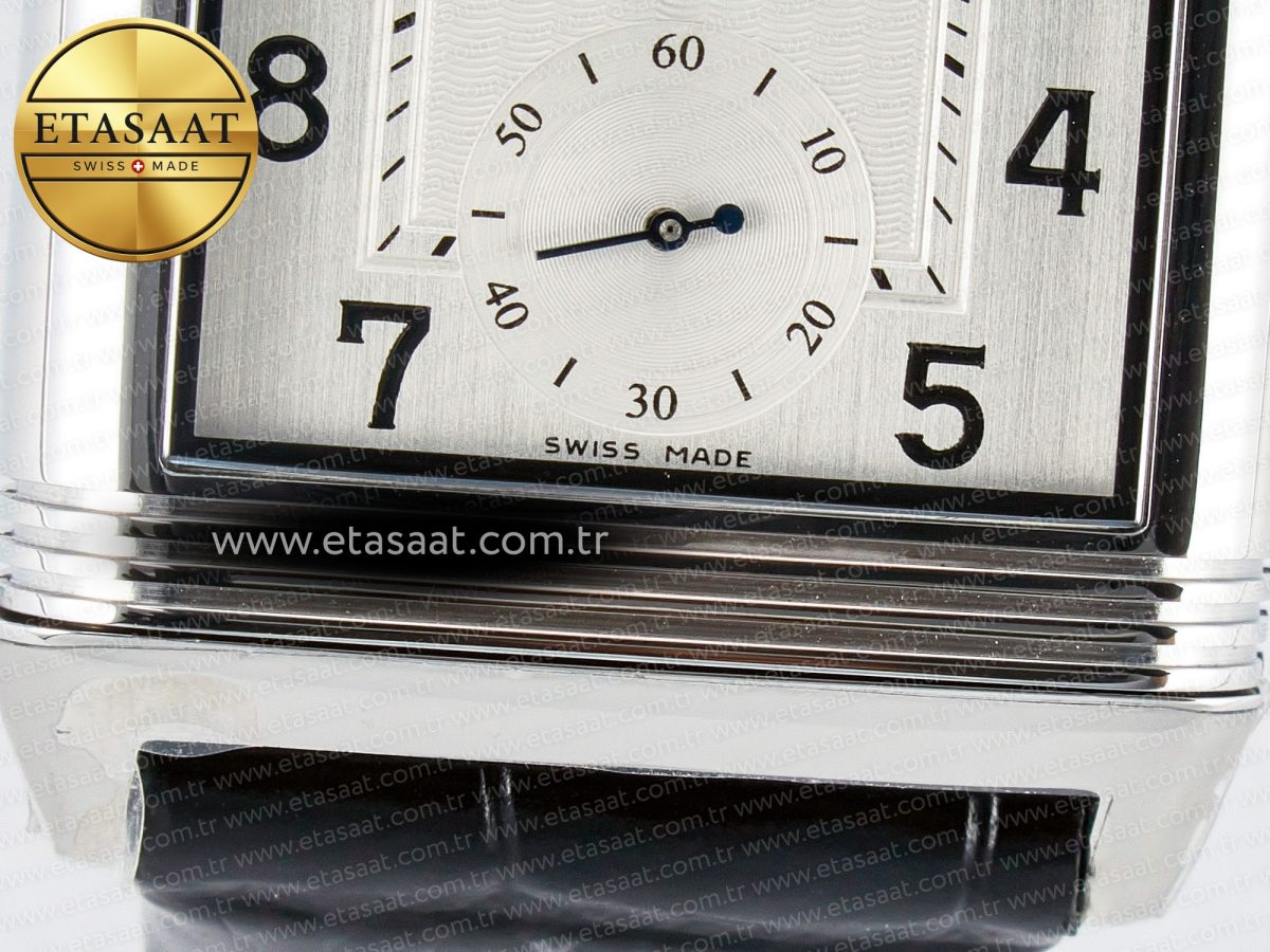 Jaeger Lecoultre Reverso Classic Duoface Small Seconds SS MGF Best Edition White Textured Dial on Black Leather Strap A854A - Görsel 16
