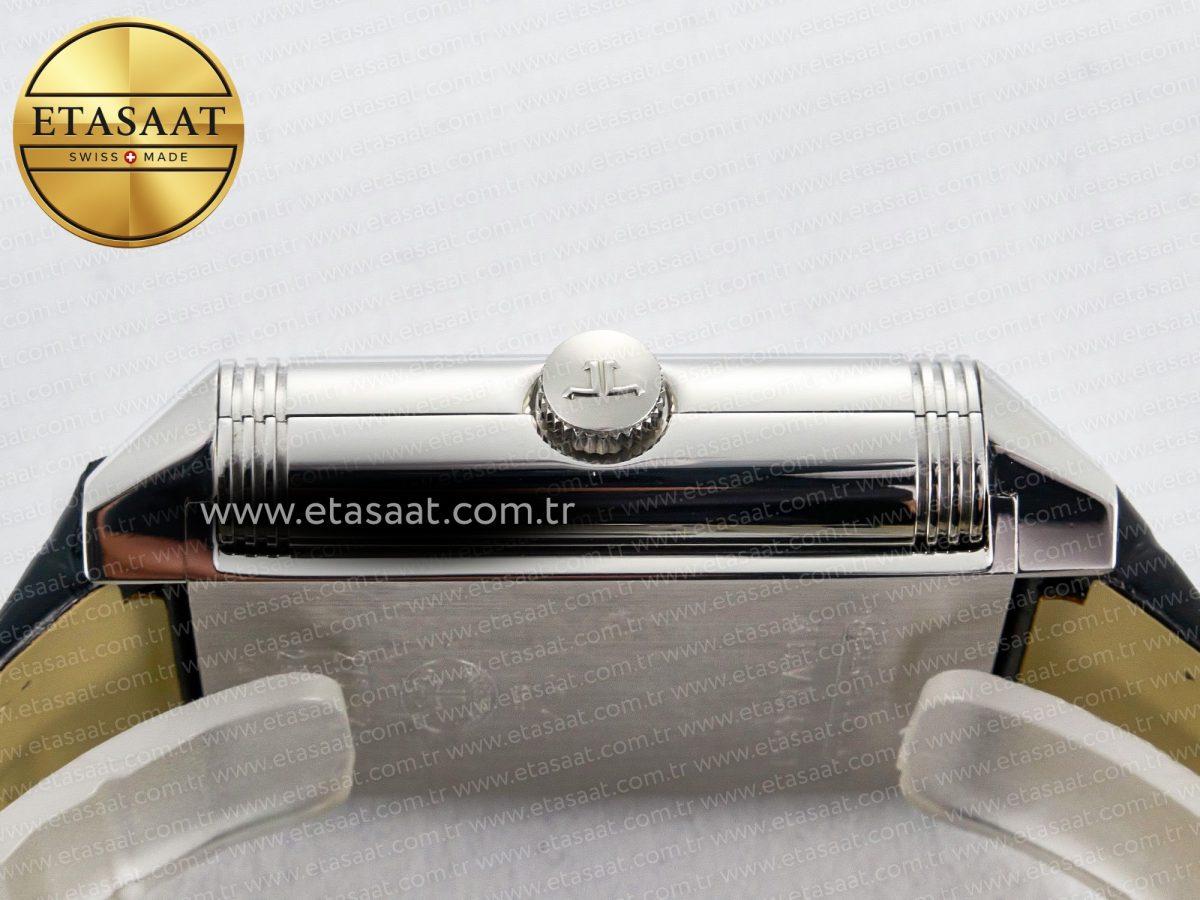 Jaeger Lecoultre Reverso Classic Duoface Small Seconds SS MGF Best Edition White Textured Dial on Black Leather Strap A854A - Görsel 18