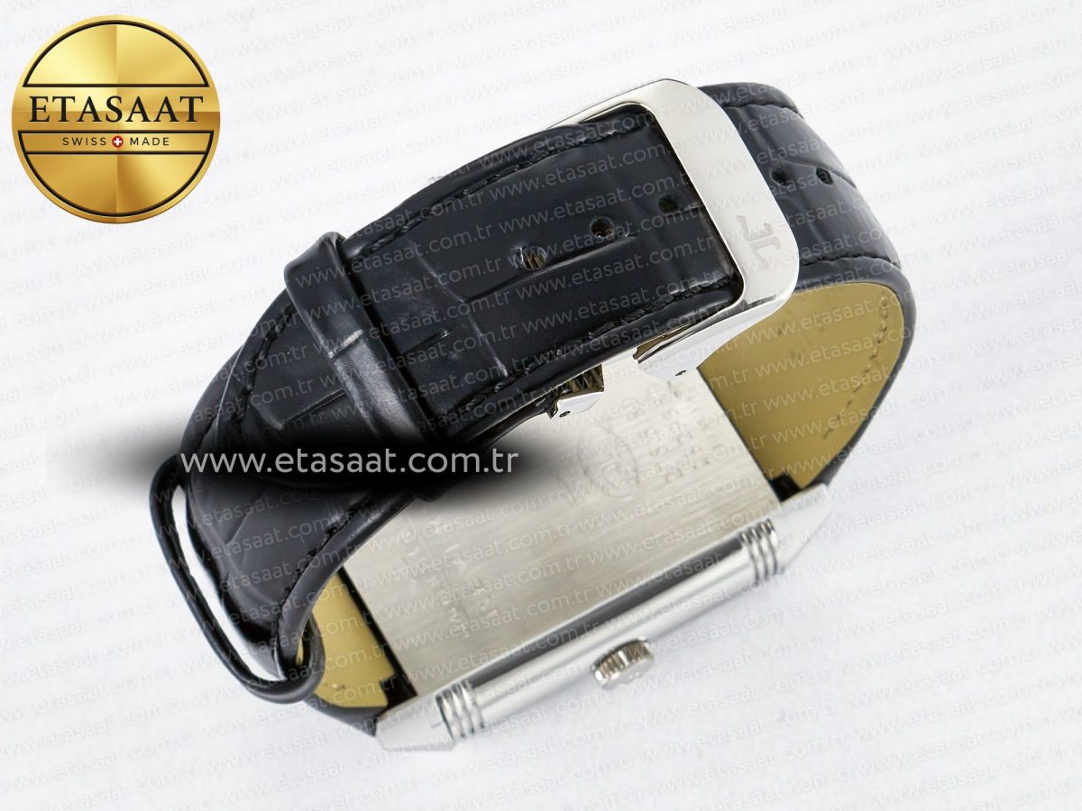 Jaeger Lecoultre Reverso Classic Duoface Small Seconds SS MGF Best Edition White Textured Dial on Black Leather Strap A854A - Görsel 19
