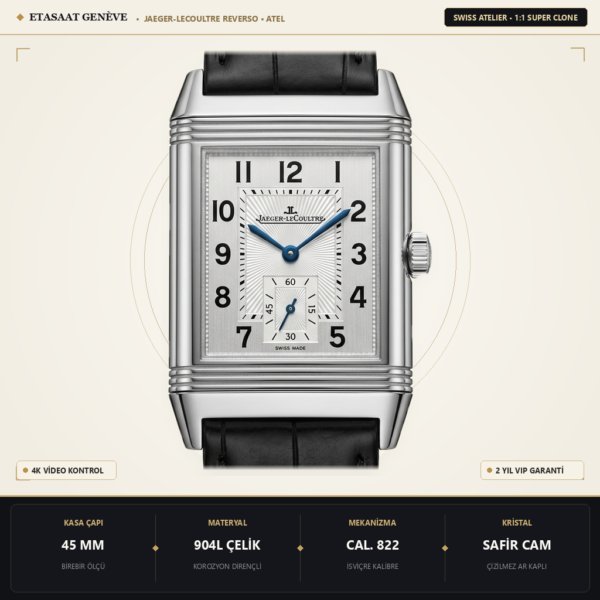 Jaeger-LeCoultre Reverso Classic Duoface Küçük V3 Eta Saat - 1:1 Süper Klon Replika Saat