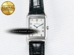 Jaeger Lecoultre Reverso Classic Duoface Small Seconds SS MGF Best Edition White Textured Dial on Black Leather Strap A854A - Görsel 4
