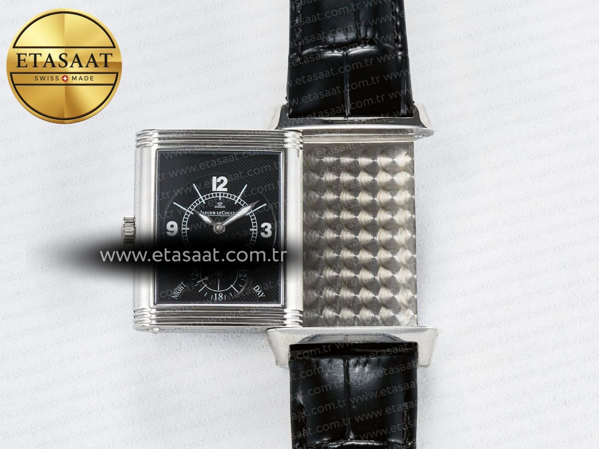 Jaeger Lecoultre Reverso Classic Duoface Small Seconds SS MGF Best Edition White Textured Dial on Black Leather Strap A854A - Görsel 7