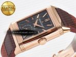 Jaeger Lecoultre Reverso Tribute Duoface Small Seconds RG MGF Best Edition Black Dial on Red Leather Strap A854A - Görsel 10