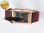 Jaeger Lecoultre Reverso Tribute Duoface Small Seconds RG MGF Best Edition Black Dial on Red Leather Strap A854A - Görsel 13