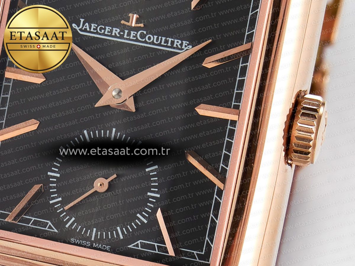 Jaeger Lecoultre Reverso Tribute Duoface Small Seconds RG MGF Best Edition Black Dial on Red Leather Strap A854A - Görsel 15
