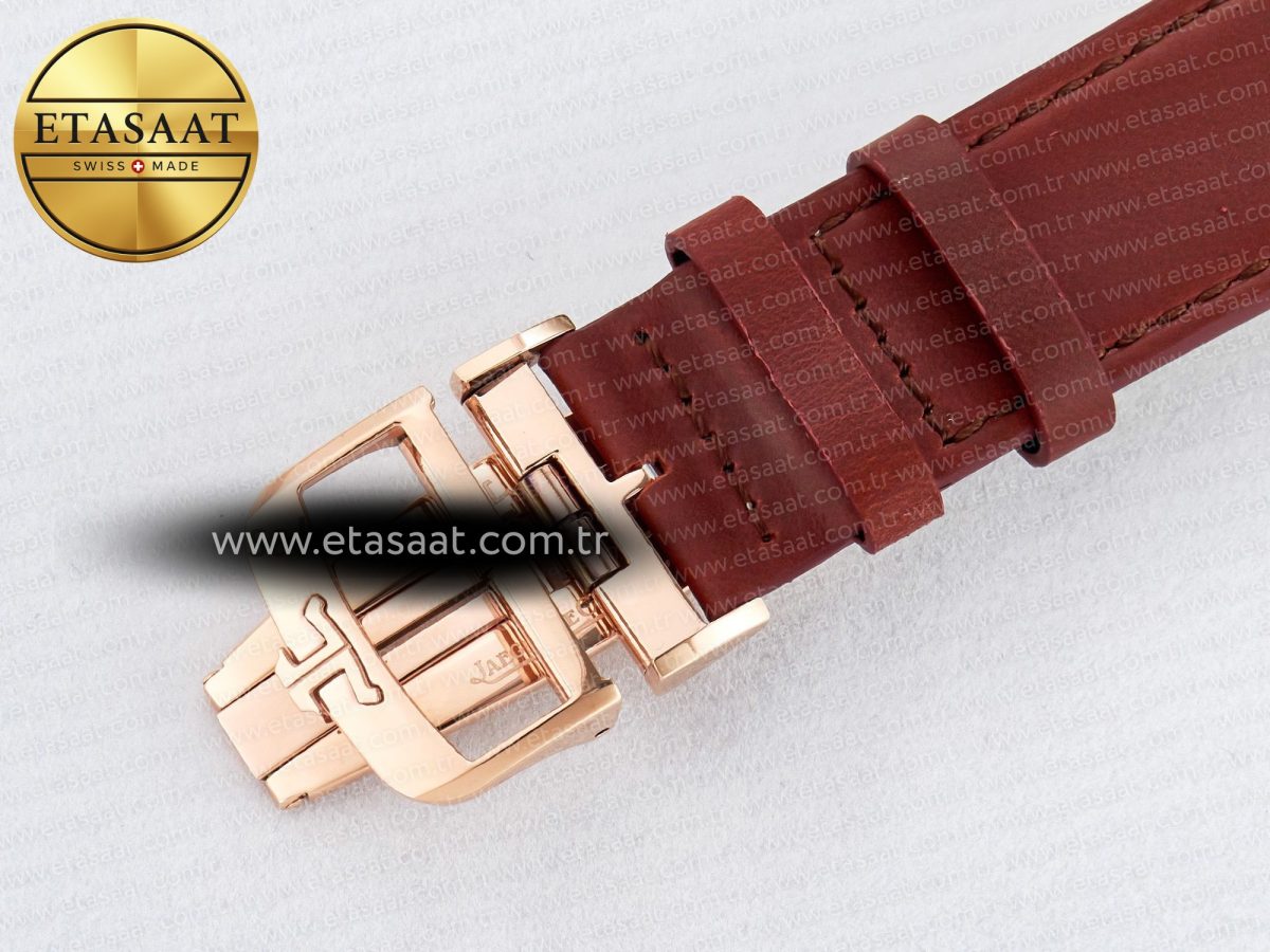 Jaeger Lecoultre Reverso Tribute Duoface Small Seconds RG MGF Best Edition Black Dial on Red Leather Strap A854A - Görsel 22