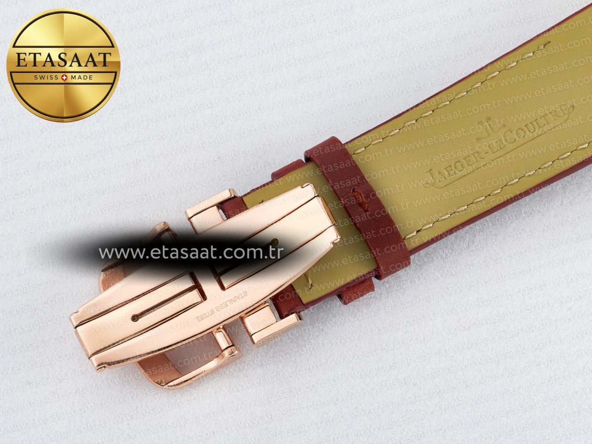 Jaeger Lecoultre Reverso Tribute Duoface Small Seconds RG MGF Best Edition Black Dial on Red Leather Strap A854A - Görsel 23