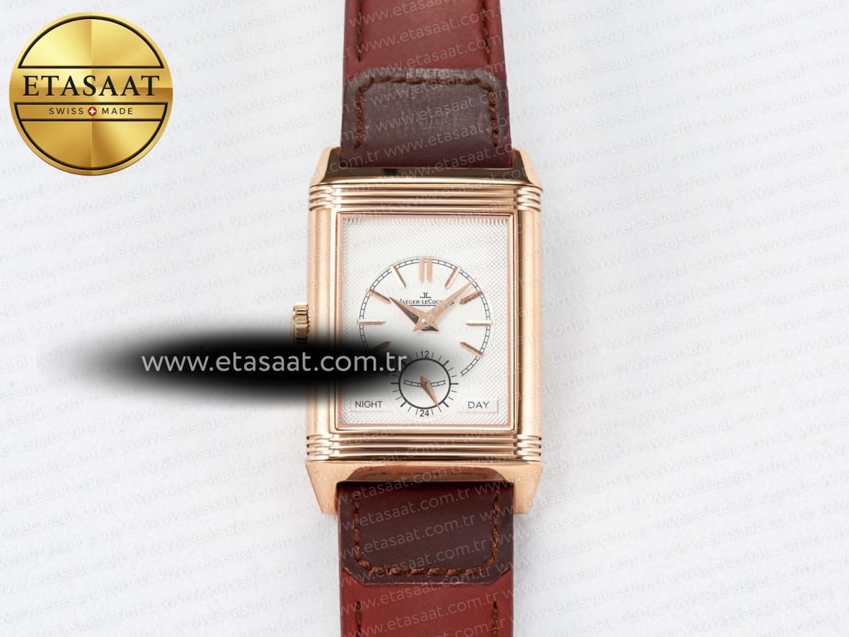 Jaeger Lecoultre Reverso Tribute Duoface Small Seconds RG MGF Best Edition Black Dial on Red Leather Strap A854A - Görsel 6