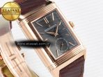 Jaeger Lecoultre Reverso Tribute Duoface Small Seconds RG MGF Best Edition Black Dial on Red Leather Strap A854A - Görsel 9