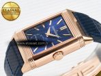 Jaeger Lecoultre Reverso Tribute Duoface Small Seconds RG MGF Best Edition Blue Dial on Blue Leather Strap A854A - Görsel 10