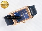 Jaeger Lecoultre Reverso Tribute Duoface Small Seconds RG MGF Best Edition Blue Dial on Blue Leather Strap A854A - Görsel 12