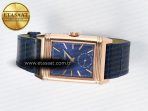 Jaeger Lecoultre Reverso Tribute Duoface Small Seconds RG MGF Best Edition Blue Dial on Blue Leather Strap A854A - Görsel 13