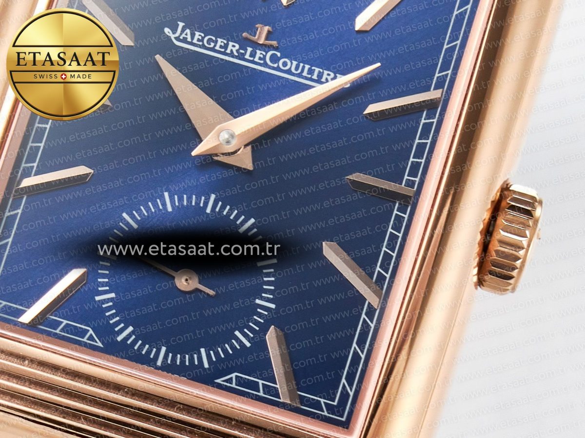 Jaeger Lecoultre Reverso Tribute Duoface Small Seconds RG MGF Best Edition Blue Dial on Blue Leather Strap A854A - Görsel 15