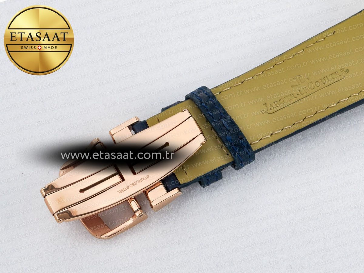 Jaeger Lecoultre Reverso Tribute Duoface Small Seconds RG MGF Best Edition Blue Dial on Blue Leather Strap A854A - Görsel 23